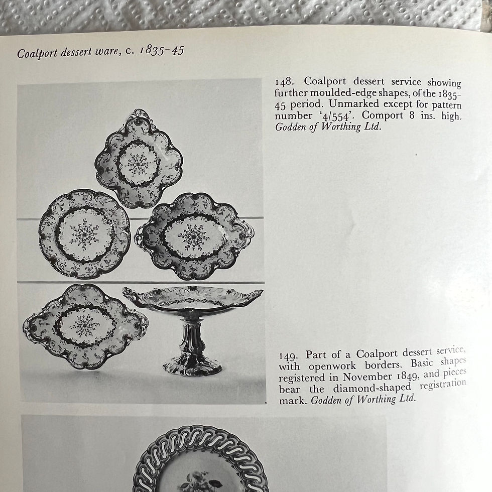 Thumbnail: Coalport plate, beige, cobalt blue, flowers by Thomas Dixon, ca 1840
