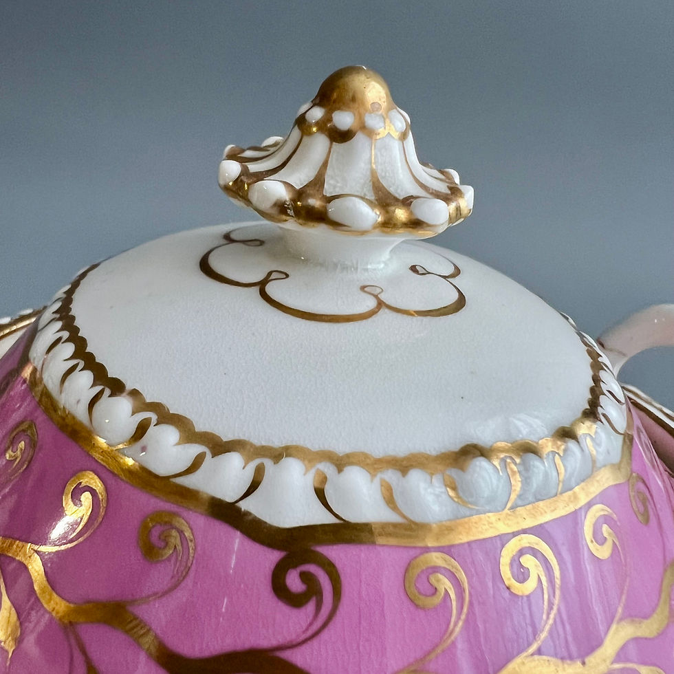 Thumbnail: H&R Daniel sucrier, 2nd Gadroon, pink swirl patt. 4404, ca 1828 A/F