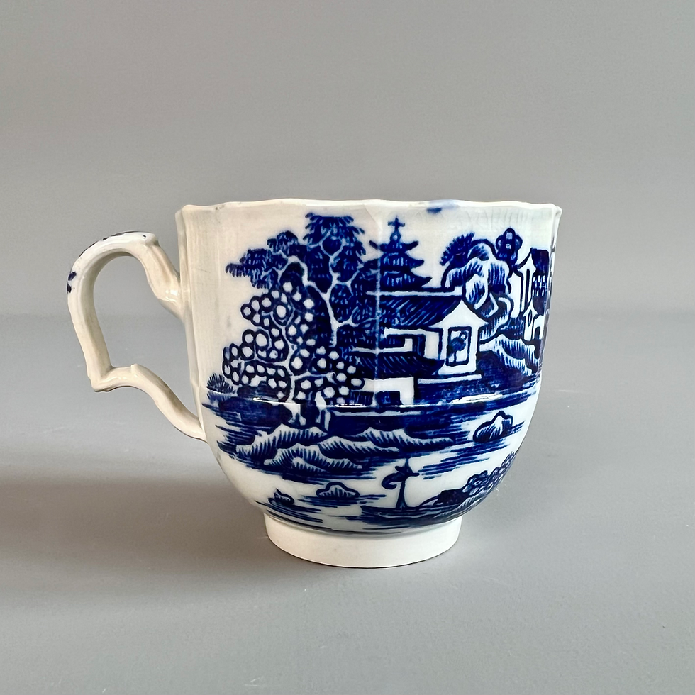 Thumbnail: English orphaned coffee cup, pearlware Conversation pattern, ca 1800
