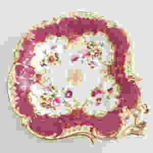 Coalport serving dish maroon and flowers
