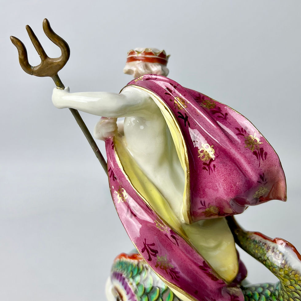 Thumbnail: Derby porcelain figure of Neptune with a dolphin, ca 1765