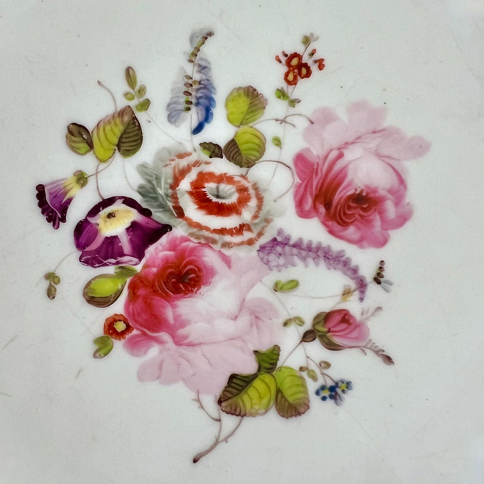 Thumbnail: H&R Daniel plate, Shrewsbury shape, maroon with flowers patt.4355, 1830
