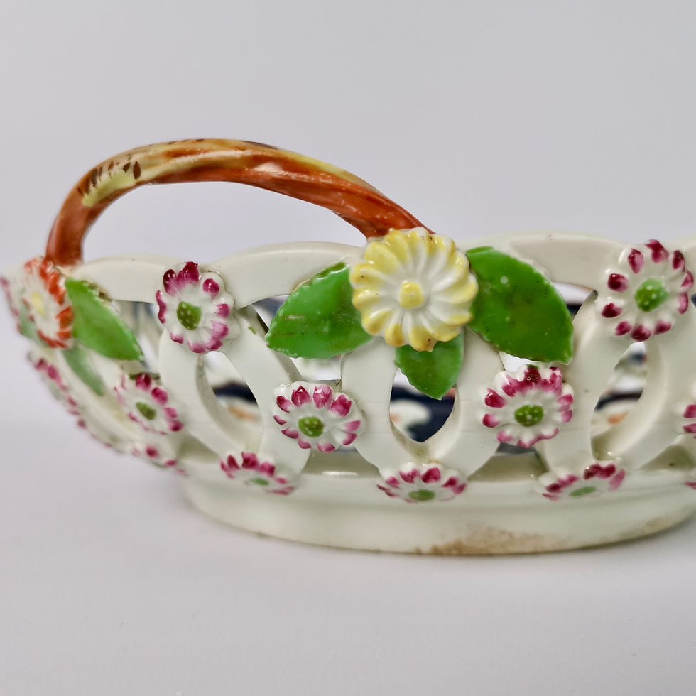Thumbnail: Worcester pierced bread basket, blue scale Kakiemon, ca 1765