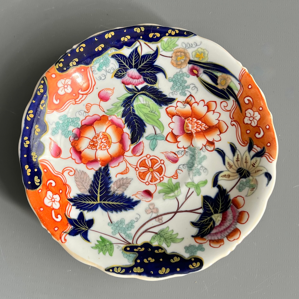 Thumbnail: Samuel Alcock true trio, rustic bean shape, Imari, ca 1840