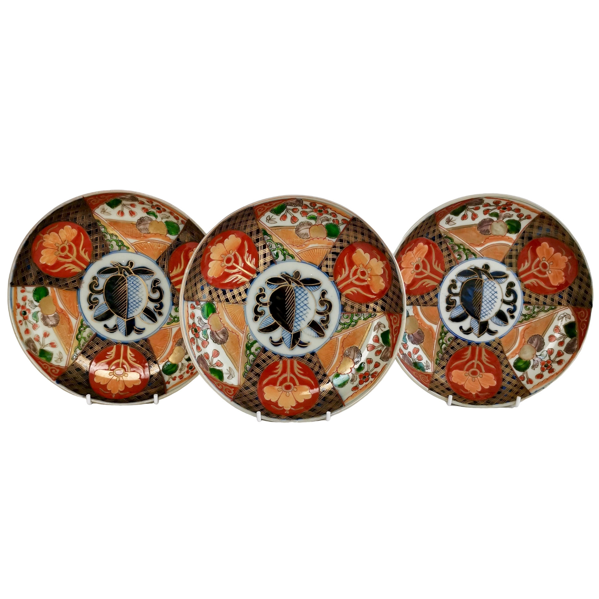 Set of 3 Meiji Imari plates