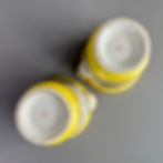 Thumbnail: Derby pair of cache pots, yellow, flowers by W. Billingsley, c1795