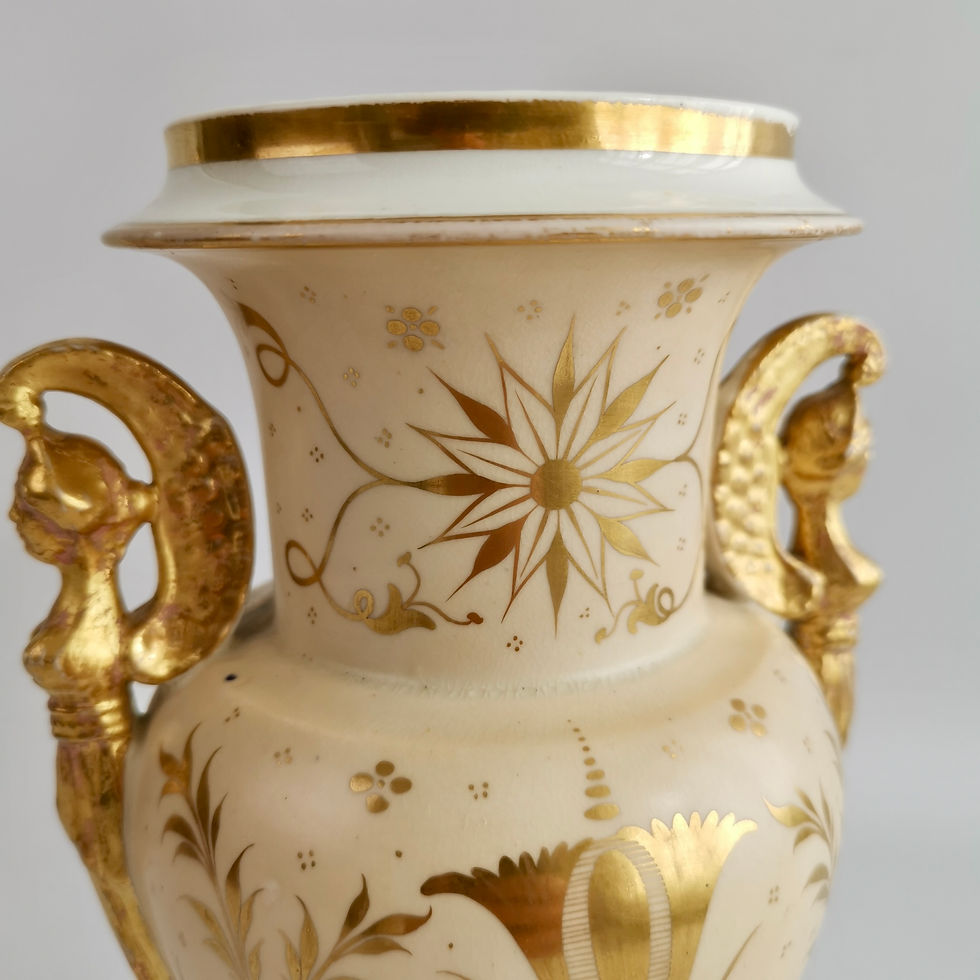 Thumbnail: English garniture of 3 vases, Empire style, provenance Godden, 1810-1815