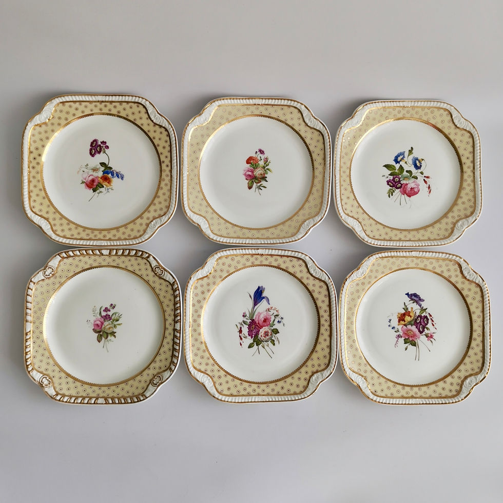 Thumbnail: Spode Felspar dessert service, yellow, butterfly handles, 1822