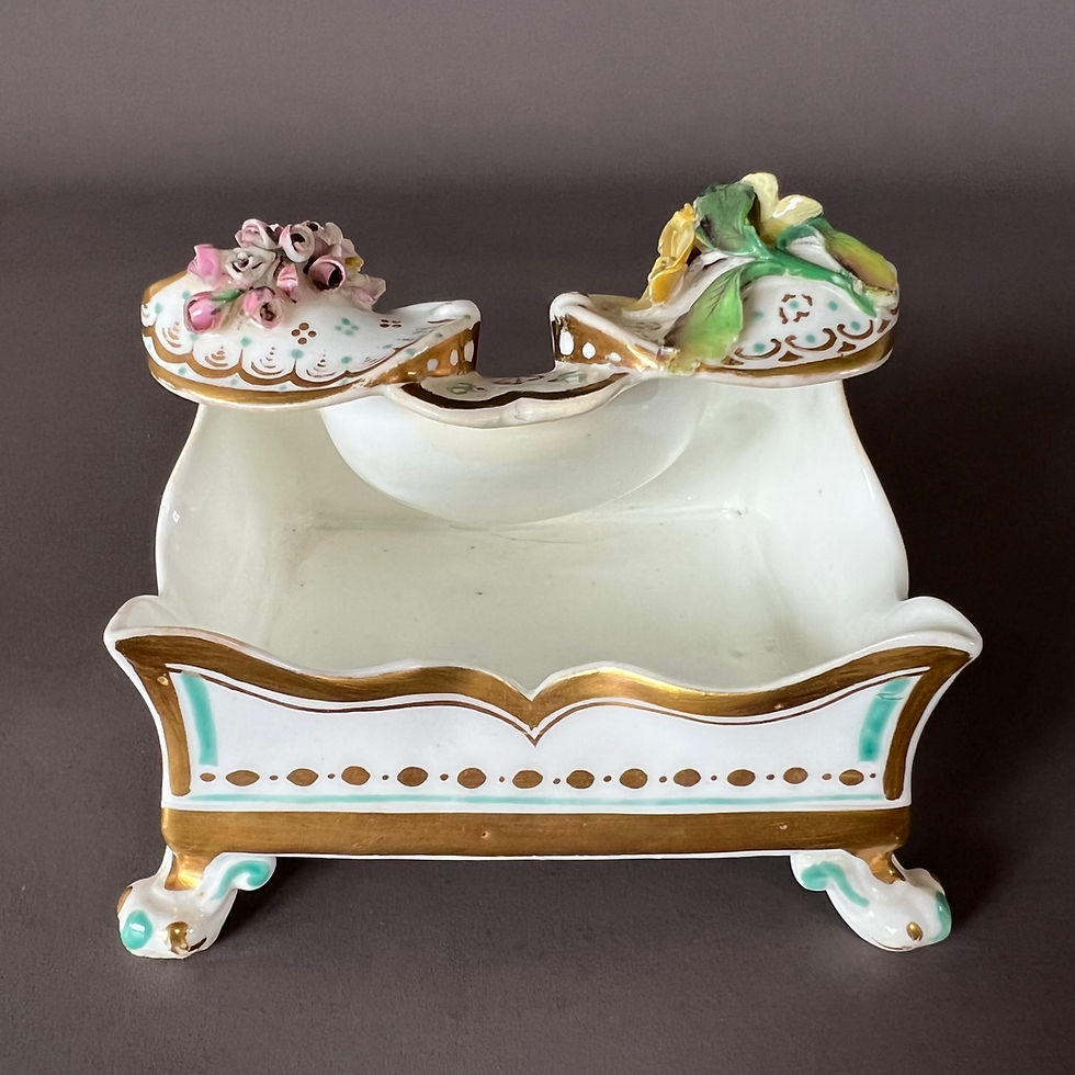 Thumbnail: Samuel Alcock watch stand, Coalbrookdale style with landscape, ca 1837 A/F