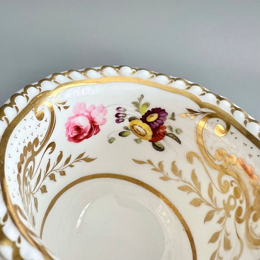 Thumbnail: H&R Daniel true trio, white with gilt and floral sprigs patt. 4168, ca1825