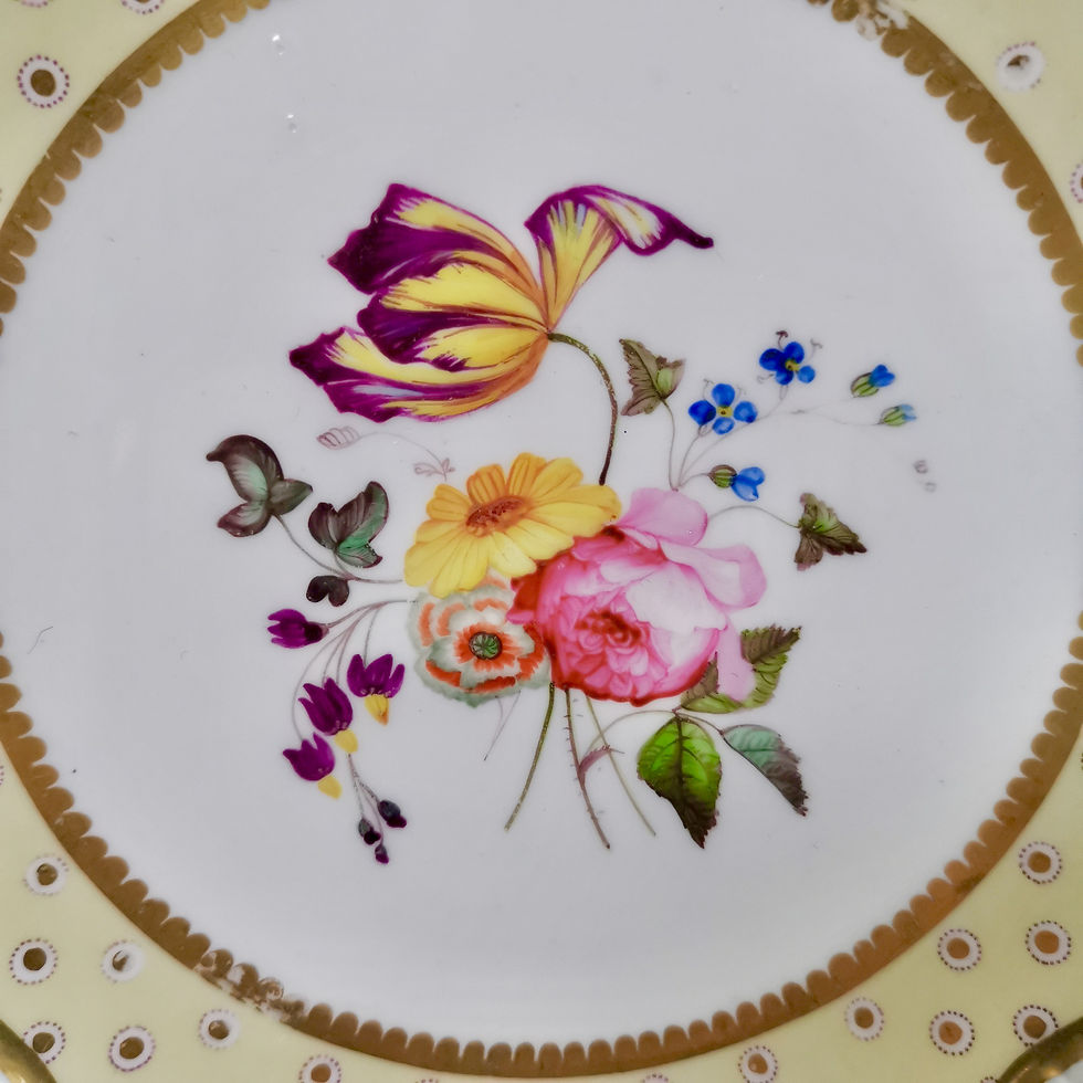 Thumbnail: Spode Felspar dessert service, yellow, butterfly handles, 1822