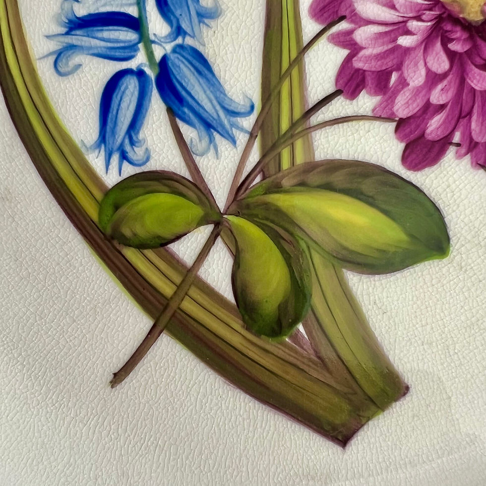 Thumbnail: H&R Daniel plate, patt. 4019, florals and purple sprigs, 1824 (2)