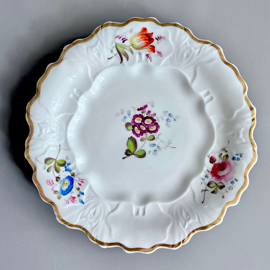 Thumbnail: Samuel Alcock pair of plates, white with flower sprays, ca 1835