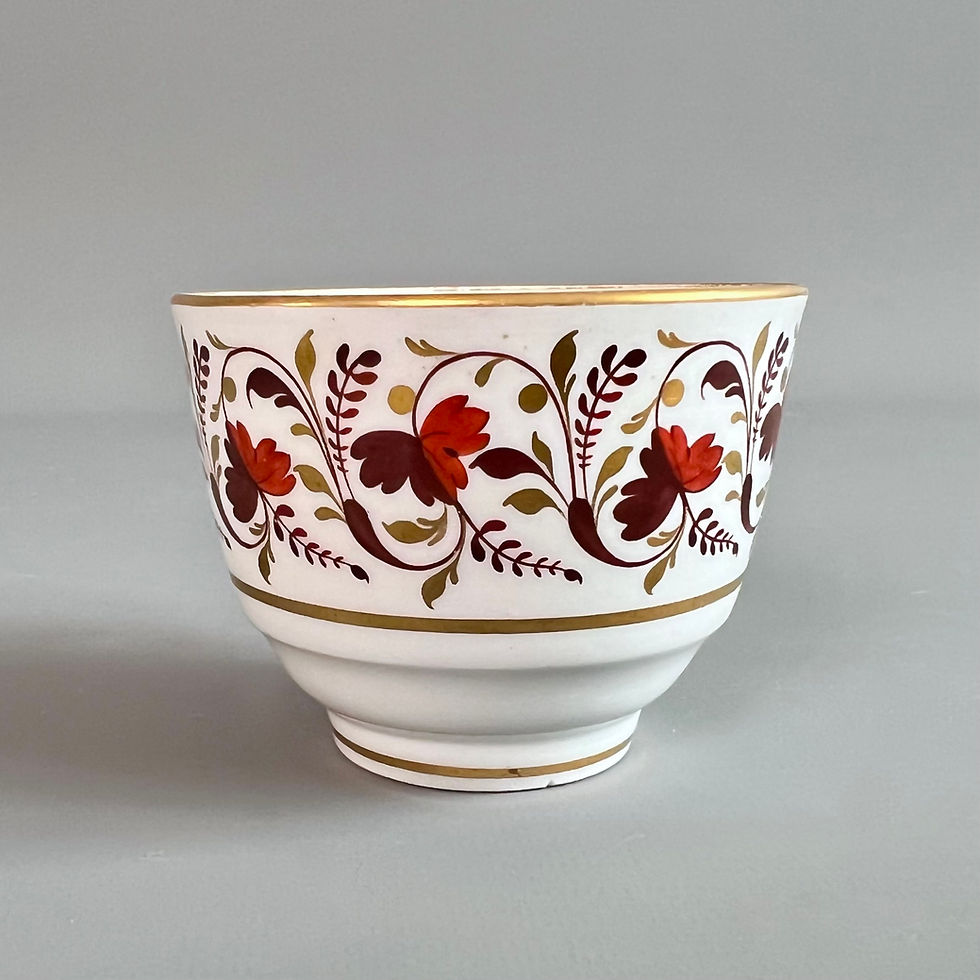 Thumbnail: Barr Flight & Barr orphaned teacup, rust brown Neoclassical sprigs, ca 1805