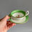 Thumbnail: H&R Daniel teacup duo, emerald green band and flowers, ca 1830
