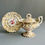 Thumbnail: Samuel Alcock footed sauce tureen on stand, beige, yellow, flower sprays, c1843