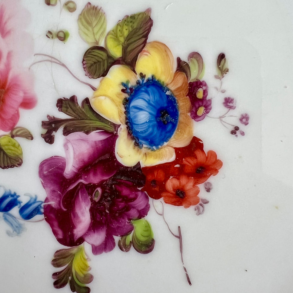 Thumbnail: H&R Daniel plate, Shrewsbury shape, maroon with flowers patt.D165, 1830