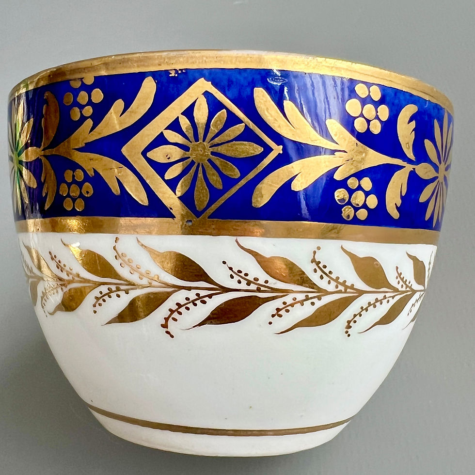 Thumbnail: Spode orphaned teacup, cobalt blue with gilt sprigs, ca 1800