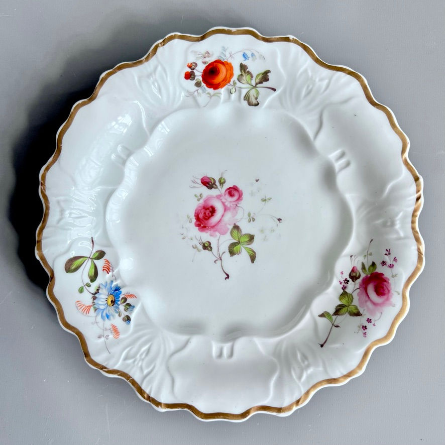 Thumbnail: Samuel Alcock pair of plates, white with flower sprays, ca 1835