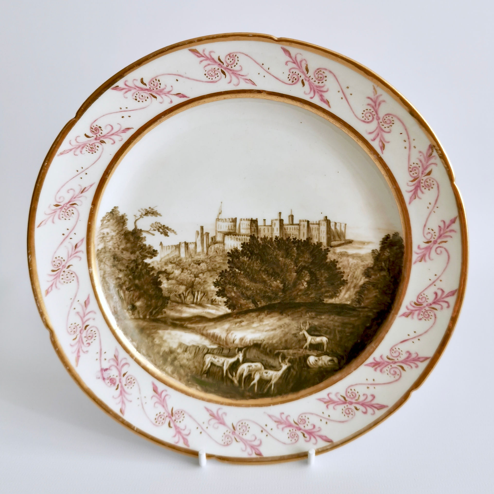 Coalport Thomas Baxter plate Windsor Castle, ca 1810