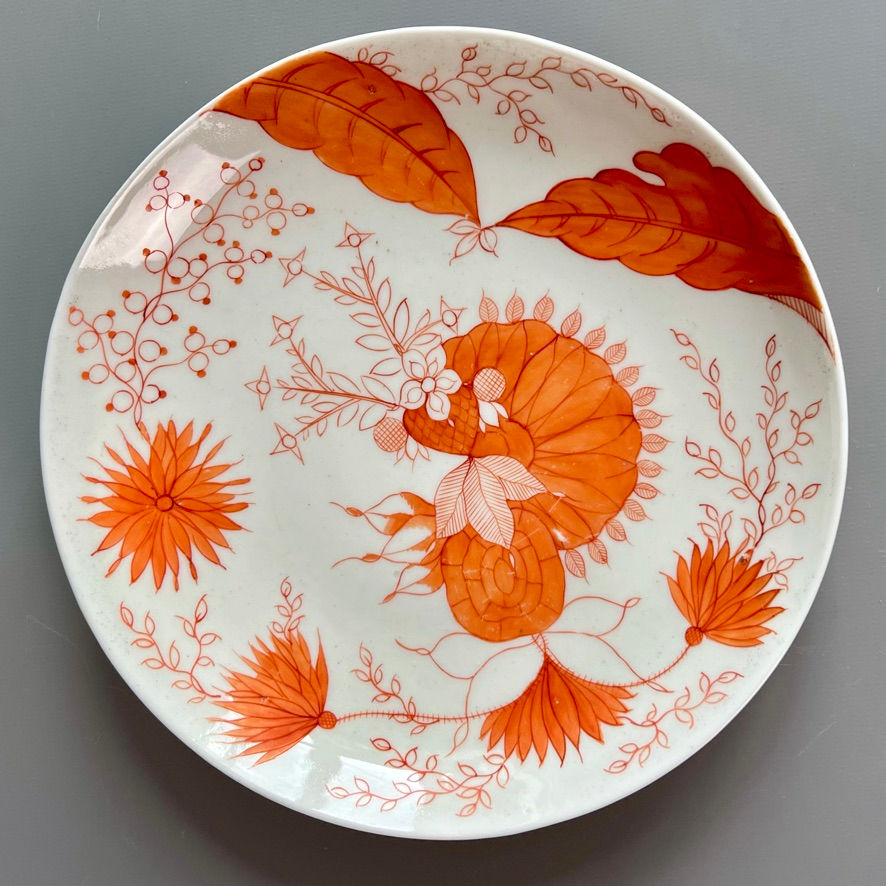 Thumbnail: Pinxton tea service, monochrome orange Japanese style, ca 1800