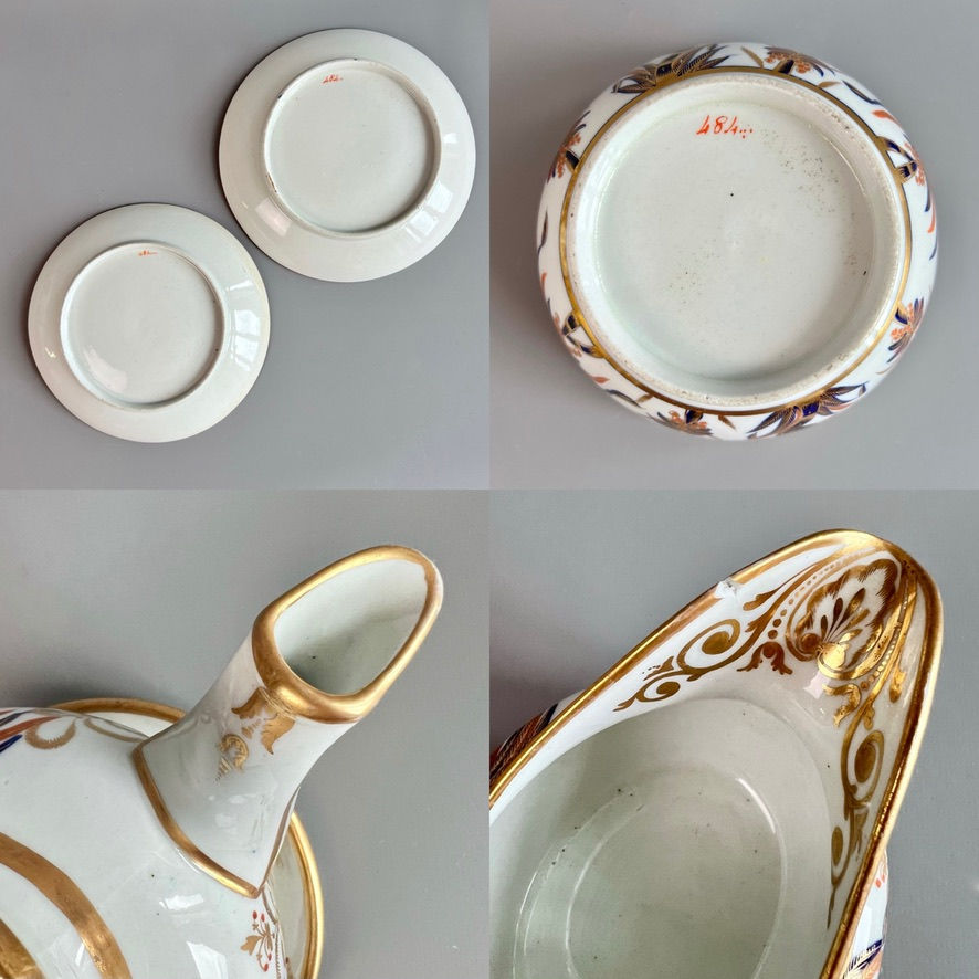 Thumbnail: New Hall hybrid hard paste tea service, palm tree patt. 484, ca 1810