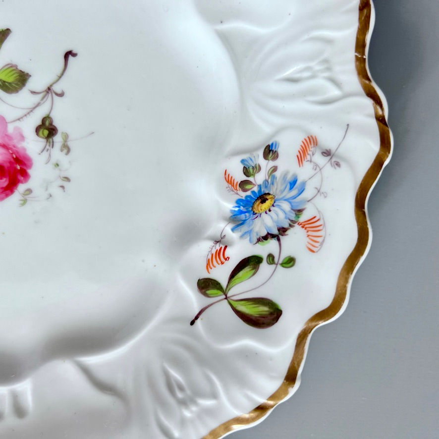 Thumbnail: Samuel Alcock pair of plates, white with flower sprays, ca 1835