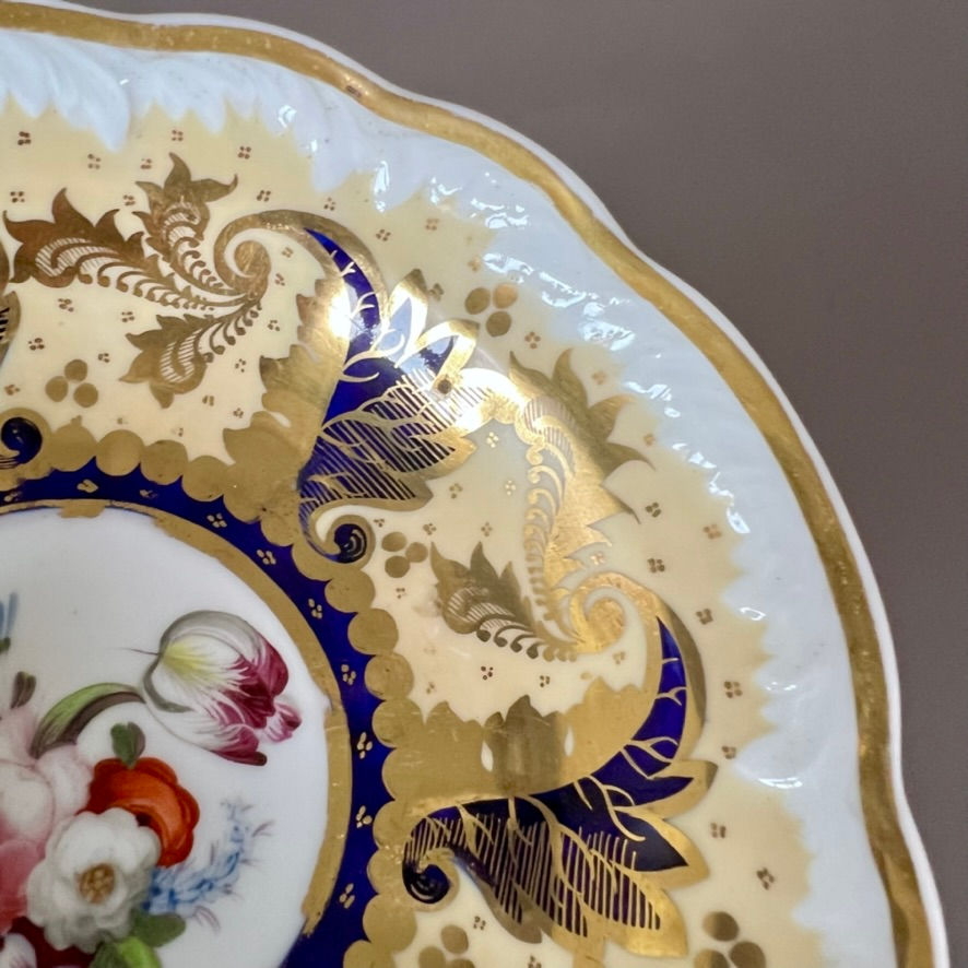 Thumbnail: Samuel Alcock teacup, pale yellow, gilt and flowers, ca 1824