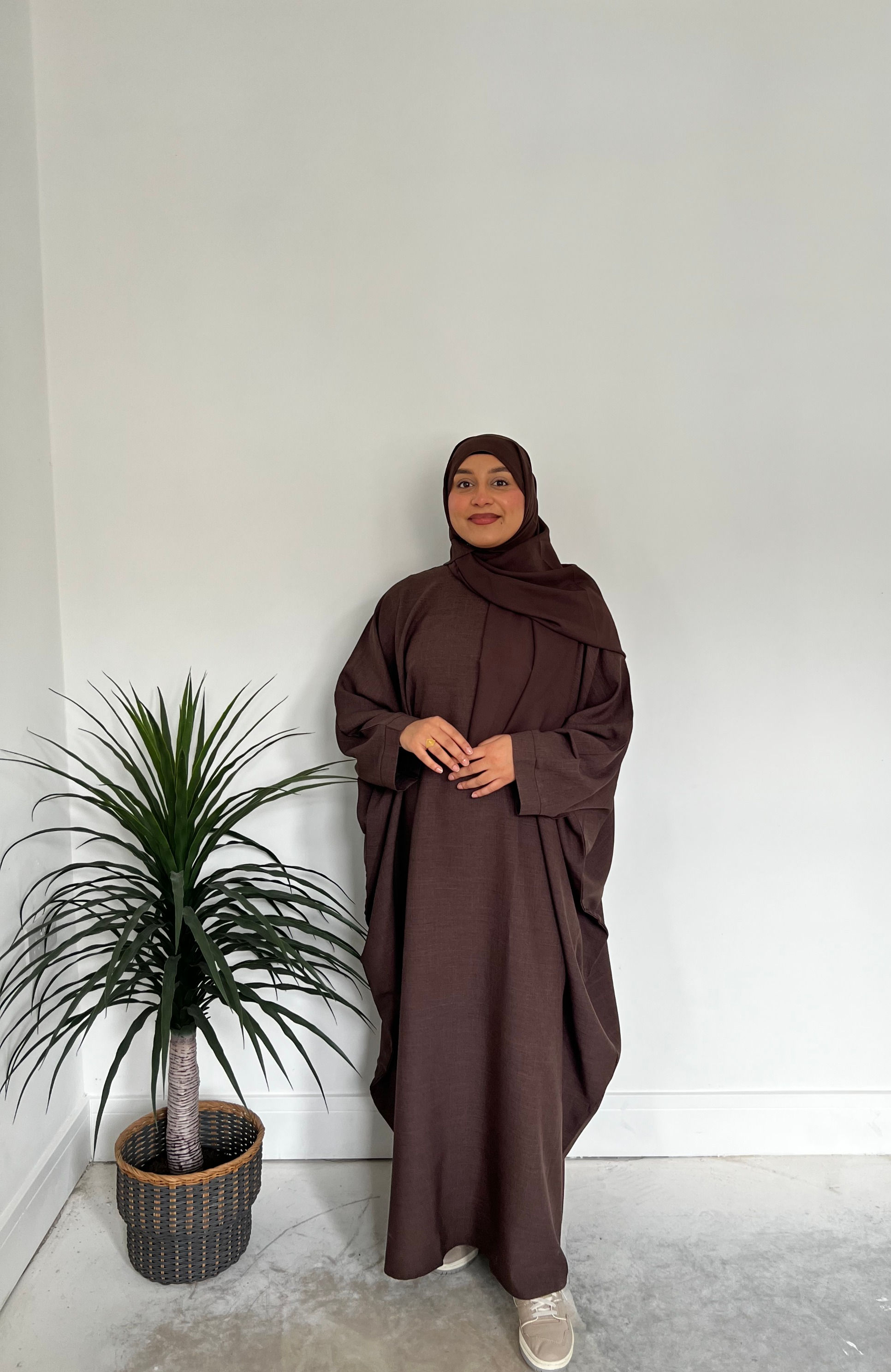Linen Batwing - Dark Brown