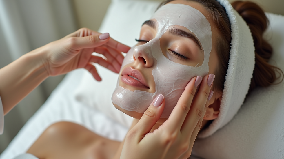 Close-up of a soothing hydrating mask being applied on a woman's face