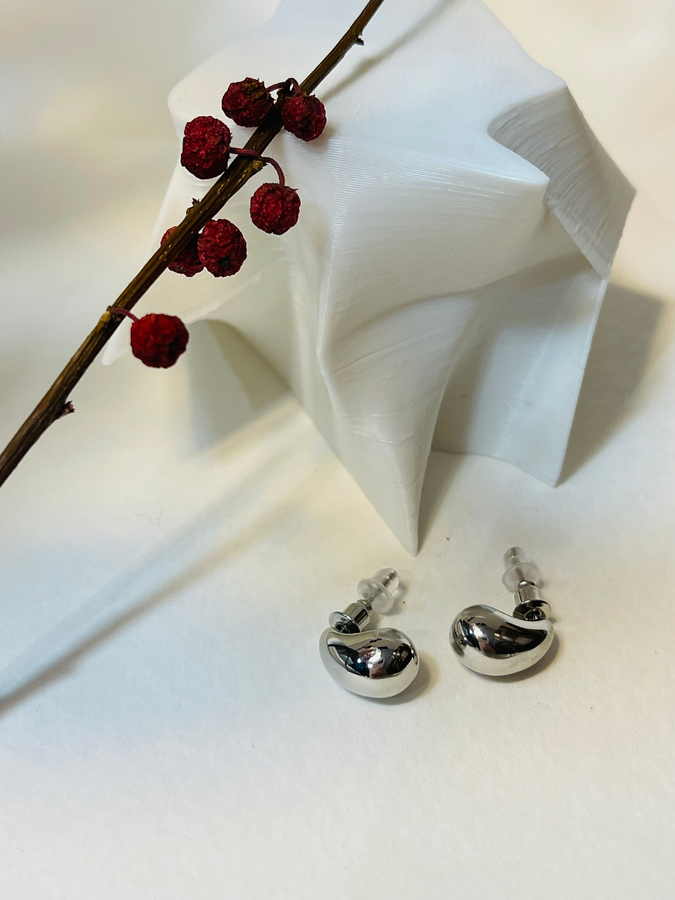 Thumbnail: Platinum Water Drop Earrings Top View