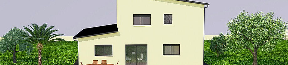 Maison contemporaine Baobab, 99,6 m² – vue arrière avec terrasse