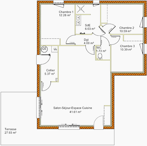 Plan 2D de la maison Olivier à La Boixe – projet La Rosière, maître d’œuvre