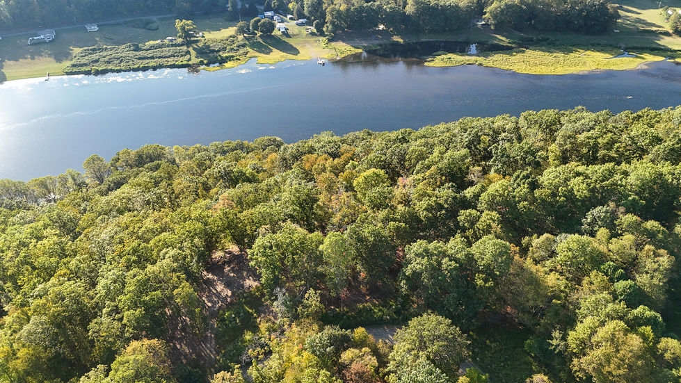 Clarion River near Rimersburg pa from drone aerial photo