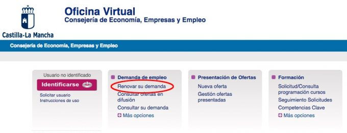 Renovar la demanda de empleo a través de Internet con Certificado Digital