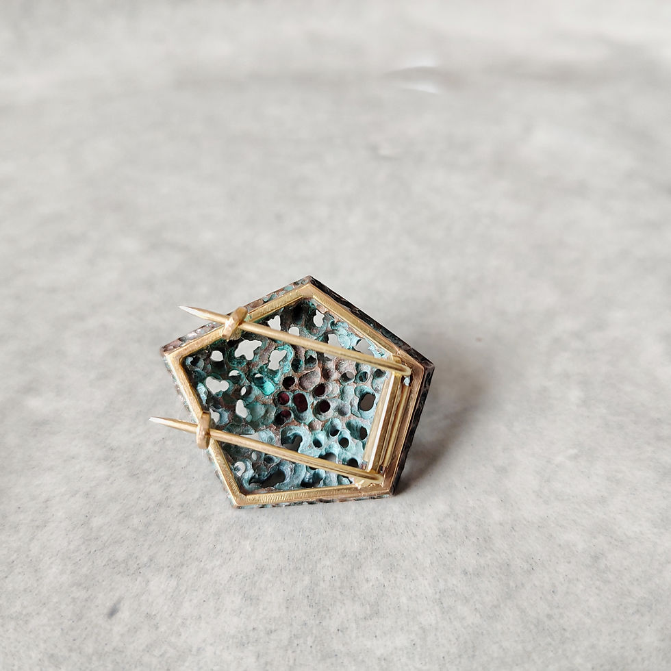 Thumbnail: Geometrical ruby brooch