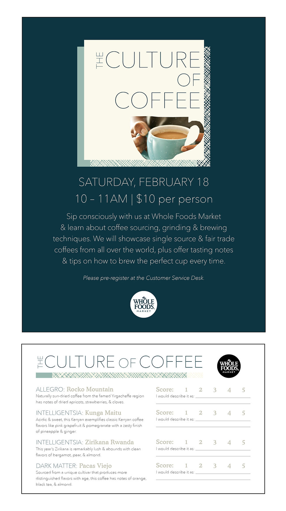 Coffee Class Ad & Tasting Notes Card