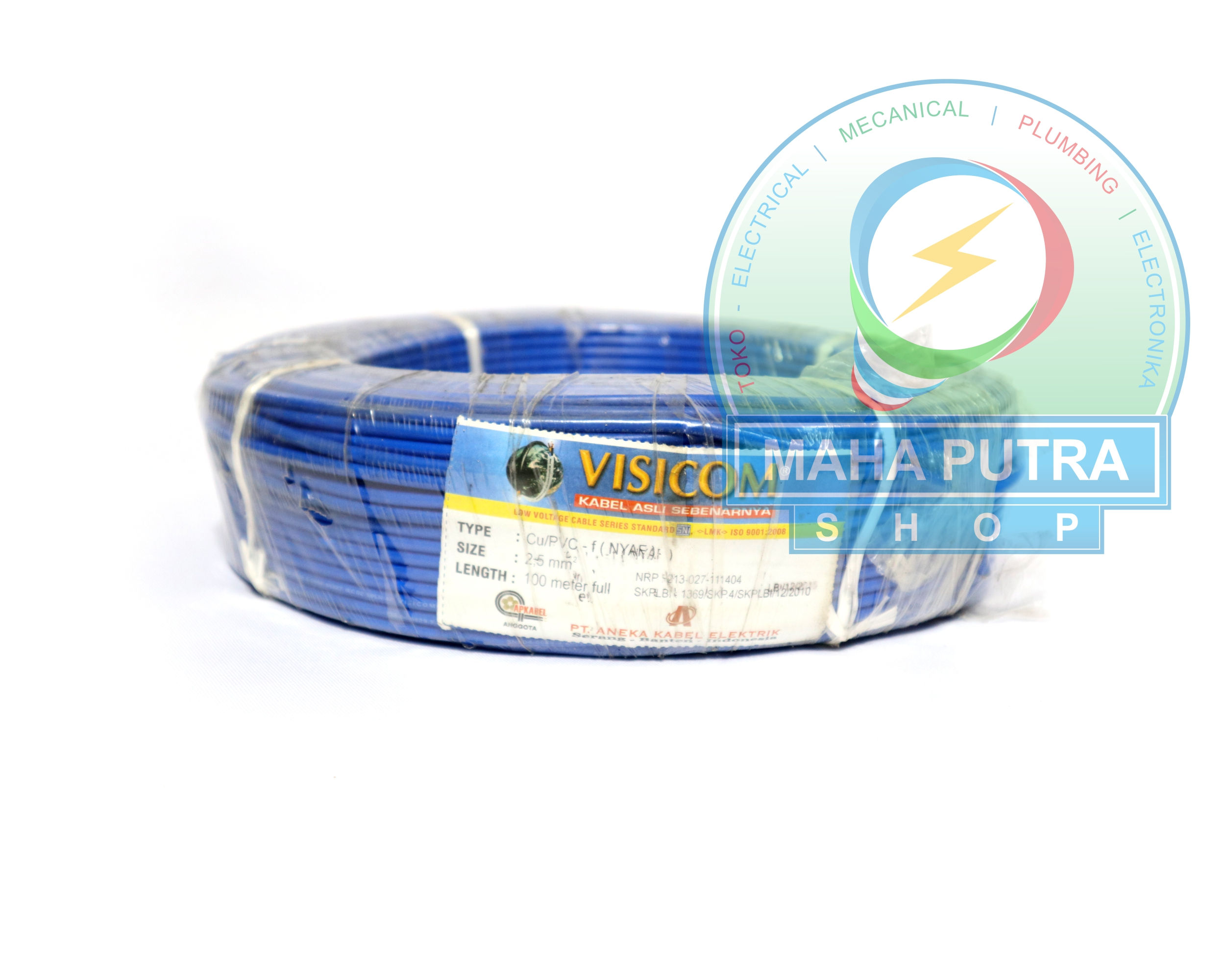 KABEL NYAF  1X2.5MM MERK VISICOM PANJANG 100M WARNA BIRU