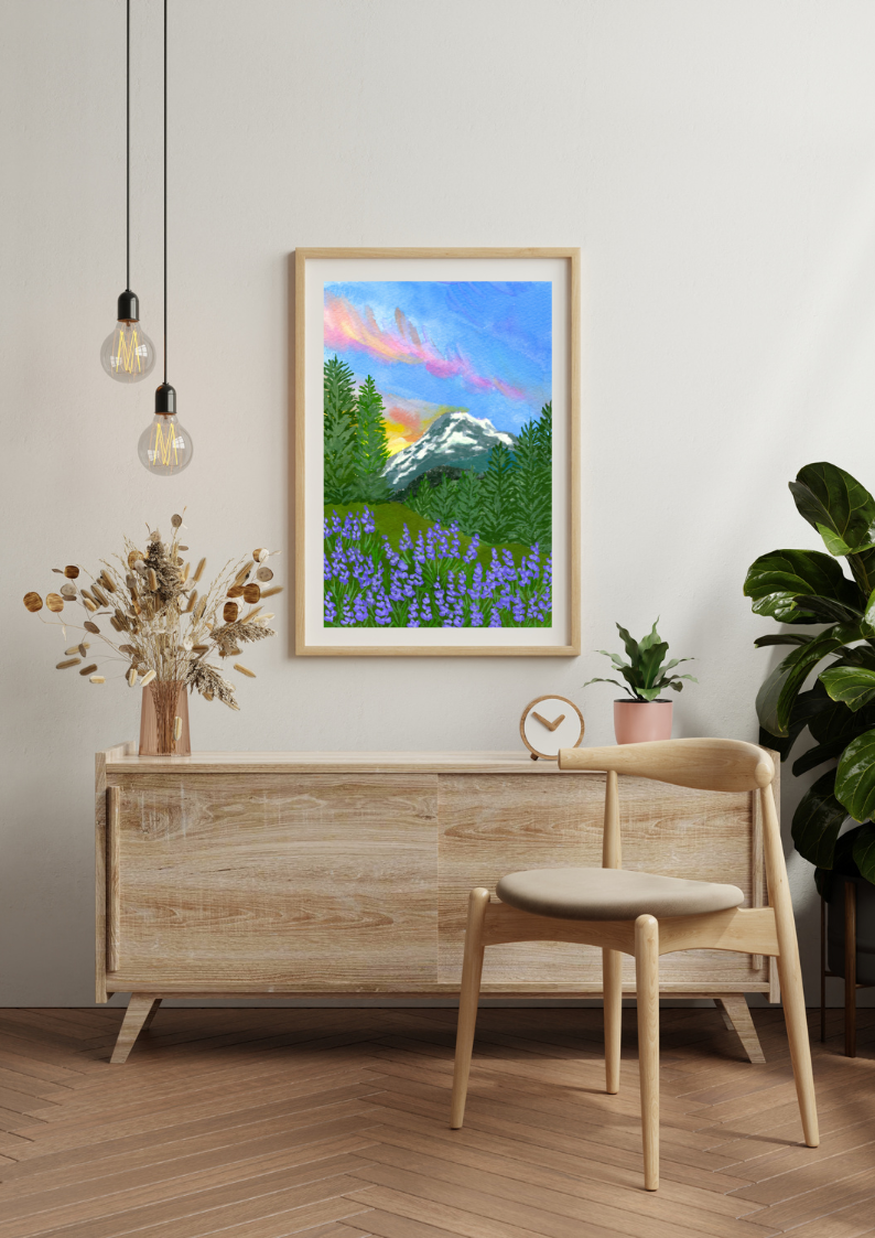 Thumbnail: Nature's Harmony: Mt. Rainier and Lupines Art Print