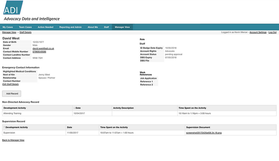 ADI screen shot Staff