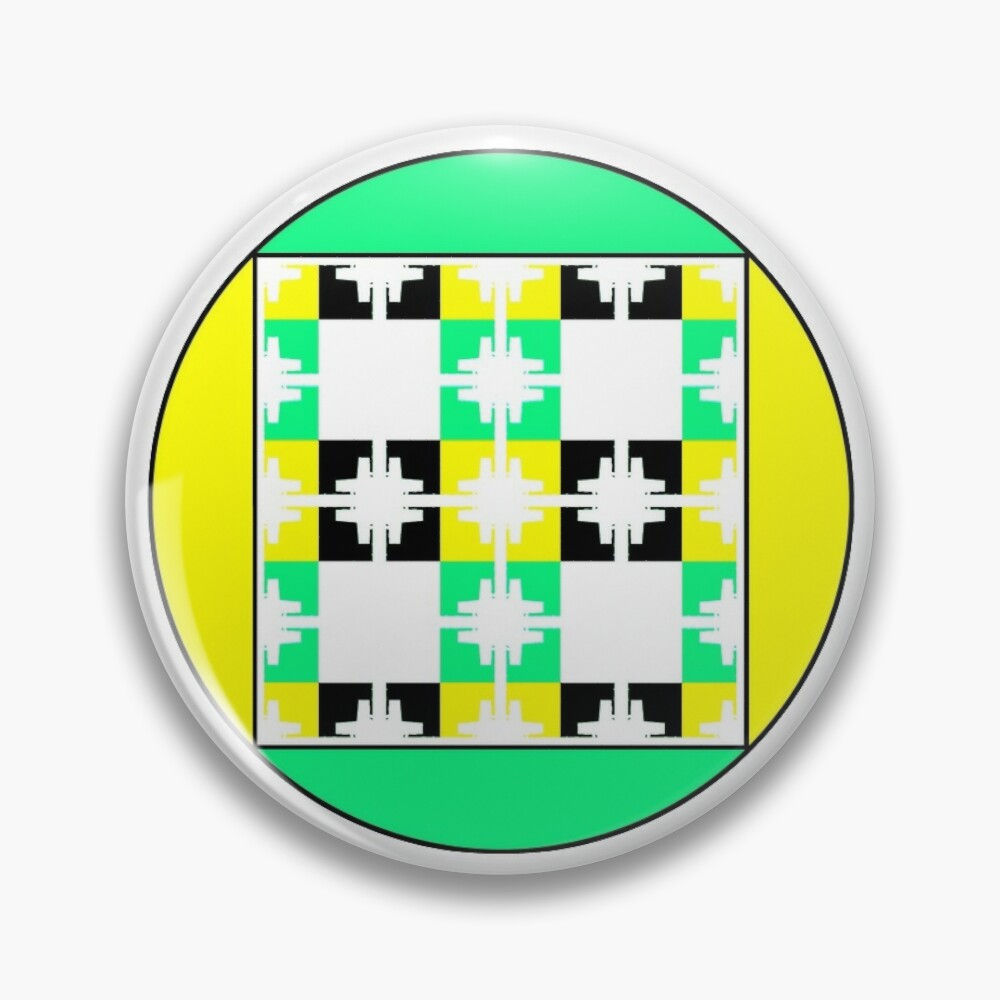 Badge rond vert et jaune acidulés
