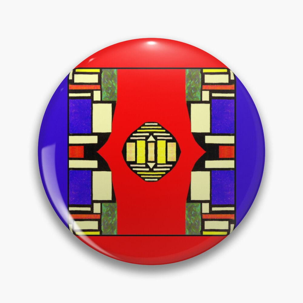 Badge rond géométrique style Mondrian
