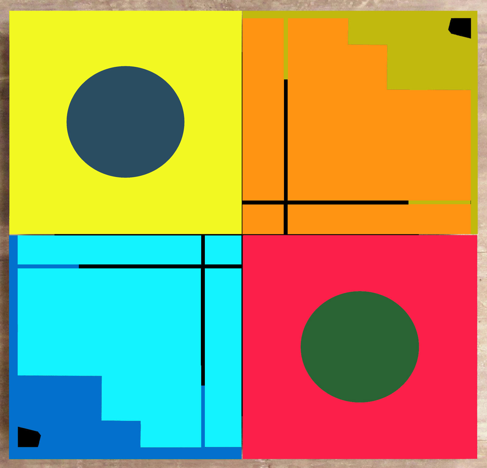 Quadriptyque rétro pop seventies