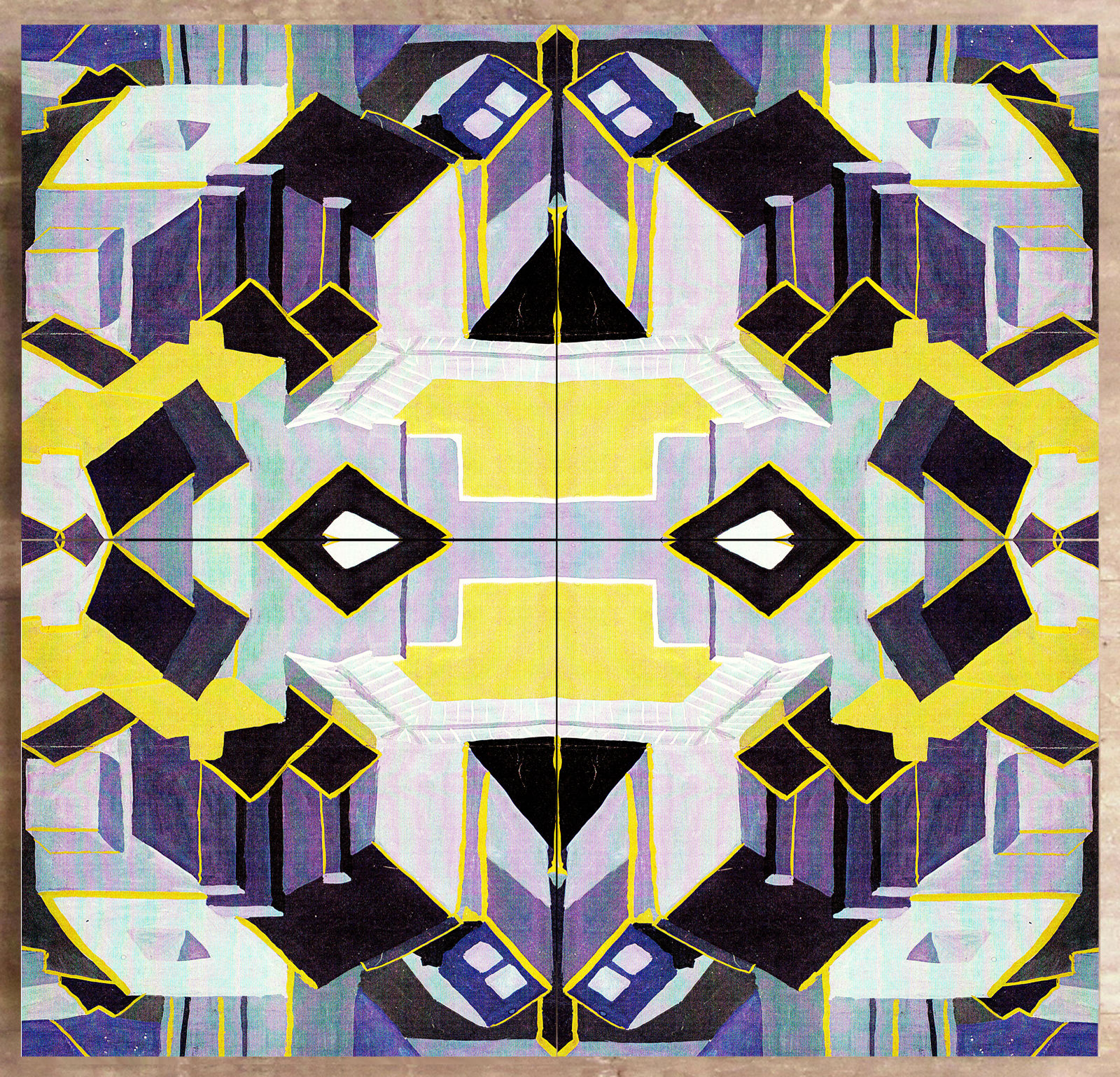 Quadriptyque géométrique The lion"