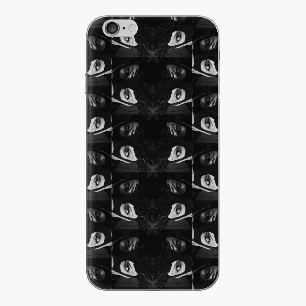 Coque téléphone regard visage masqué gris et noir