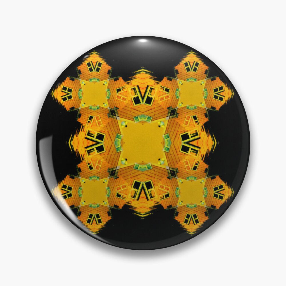 Badge rond 'biscuit' jaune sur fond noir