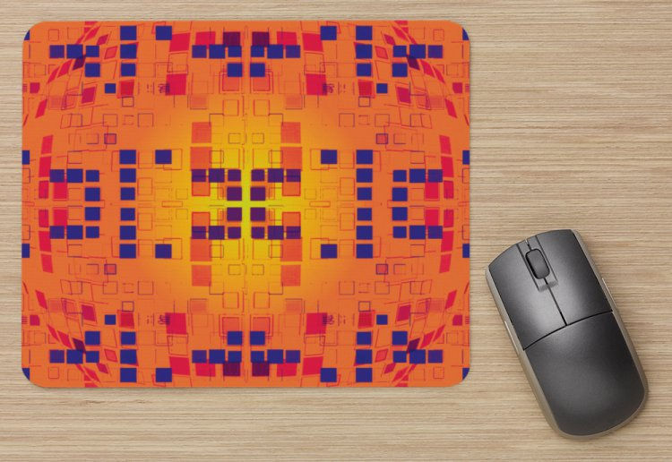 Miniature : Tapis de souris géométrique orange vif pixellisation