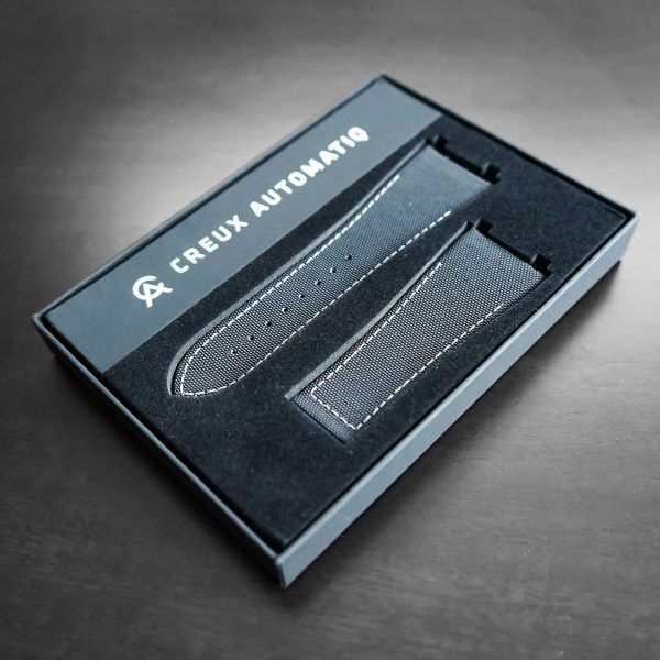 Thumbnail: BLACK NYLON TEXTILE STRAP WITH GREY STITCHING