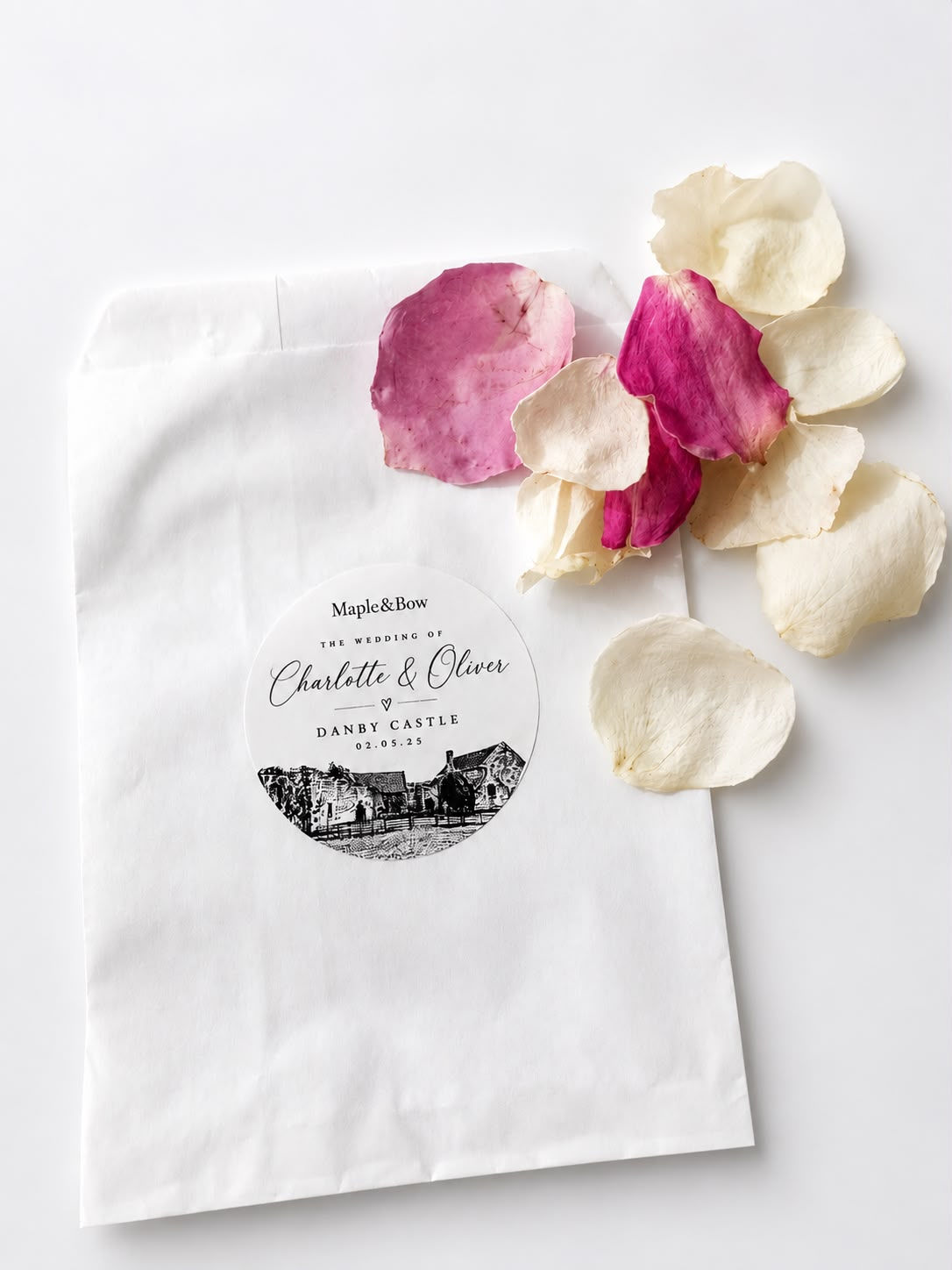 Pink & White- Confetti in personalised packets