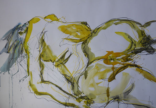 Akt in Gelb | Watercolor